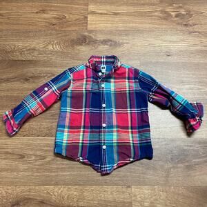 Janie & Jack Colorful Plaid Long Sleeve Button Up Shirt Toddler Boys 18-24M